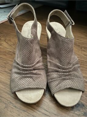 Life Stride Taupe Perforated Slingback Sandals